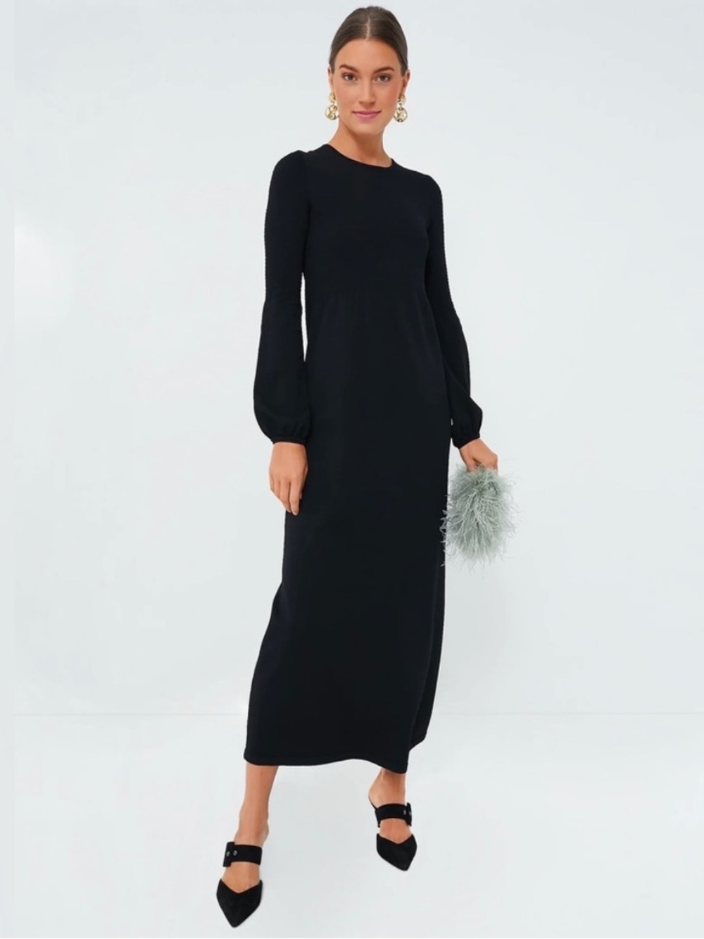 Tuckernuck Pomander Place Lennox Sweater Dress Black Knit Long Sleeve Maxi M